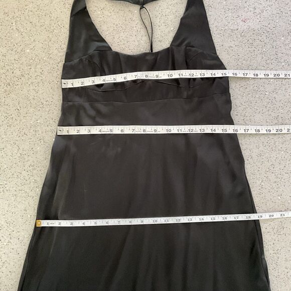 Free People Dress M Black Square Neck Halter Happy Hour Slit Side Midi - Picture 6 of 13